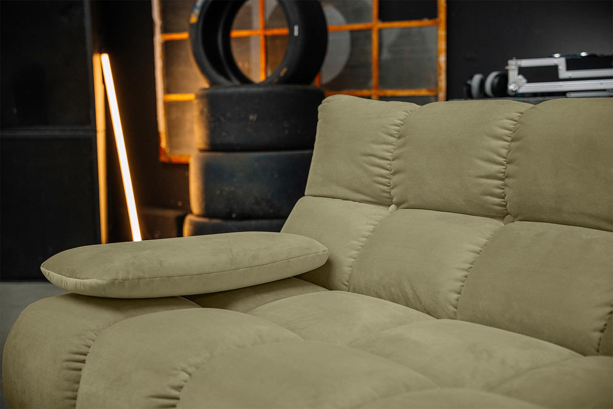 ECKSOFA VIVIEN Grün Velvet - Schwarz/Olivgrün, Kunststoff/Textil (290/178cm) - KAWOLA