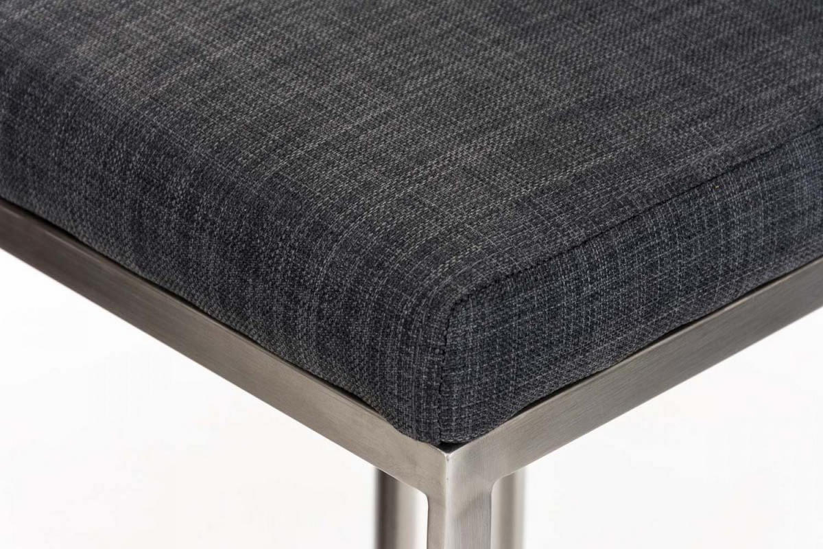 BARHOCKER 2er Set Stoff Dunkelgrau - Edelstahlfarben/Dunkelgrau, Textil/Metall (42/86/44cm) - CLP