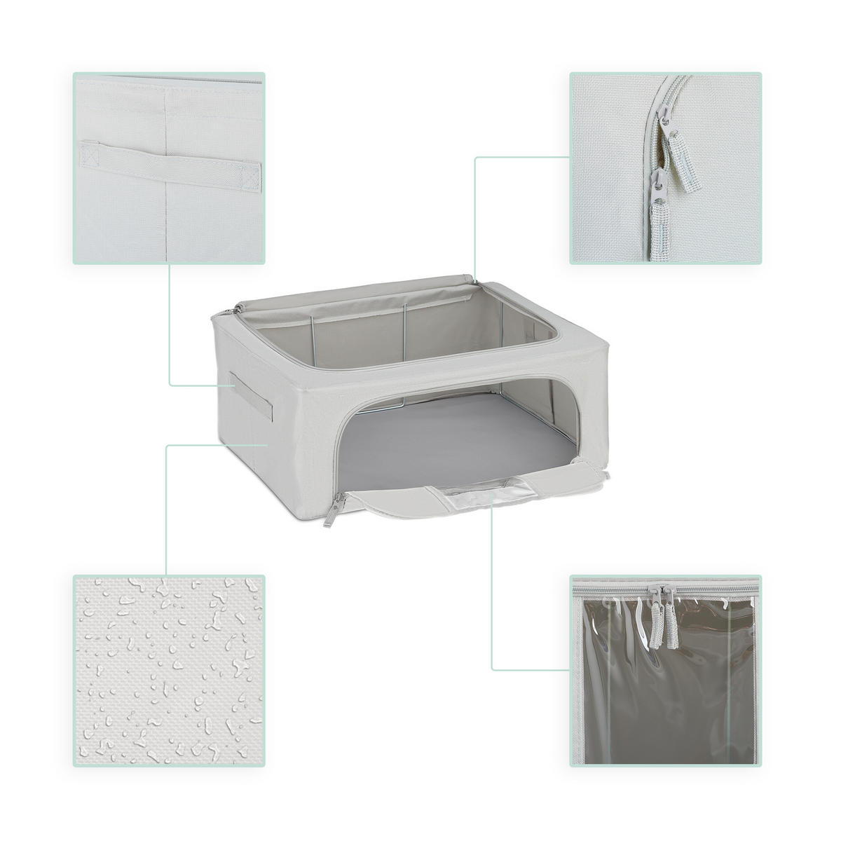 SÚPRAVA na uskladnenie - sivá, kov/textil - Relaxdays