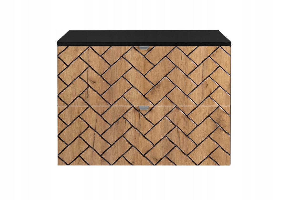 WASCHBECKUNTERSCHRANK TREND Eiche/Schwarz 80/46/60 cm - Schwarz, Holzwerkstoff (80/62/46cm) - Rodan