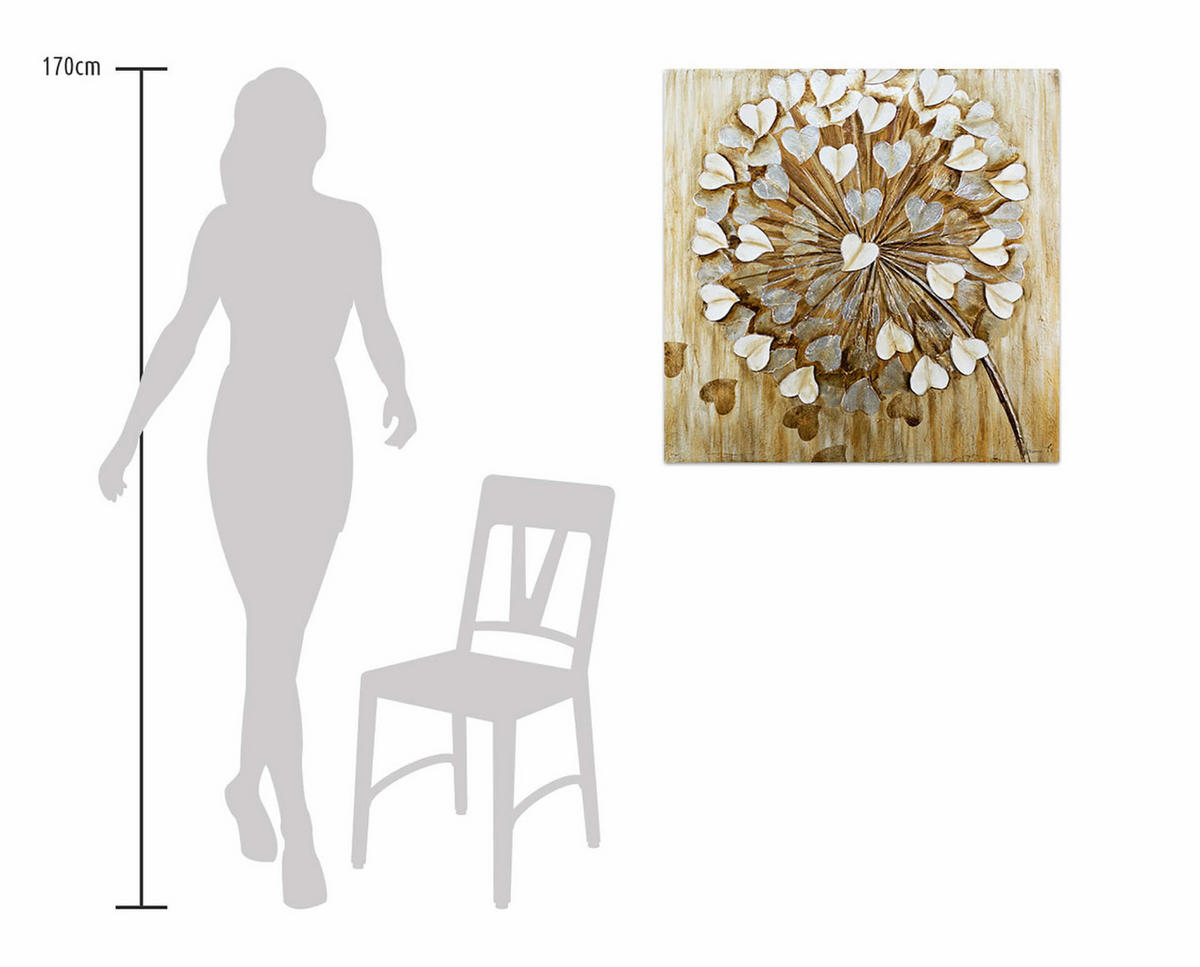 ÖLGEMÄLDE 80/80 cm - Beige/Braun, Holz/Textil (1.6/80cm) - KUNSTLOFT