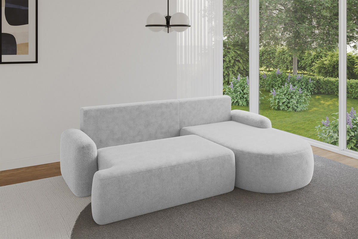 ECKSOFA mit Schlaffunktion und Bettkasten LIRA-L - 264x172x89 Hellgrau - Hellgrau, Holzwerkstoff/Textil (172/264cm) - ALTDECOR