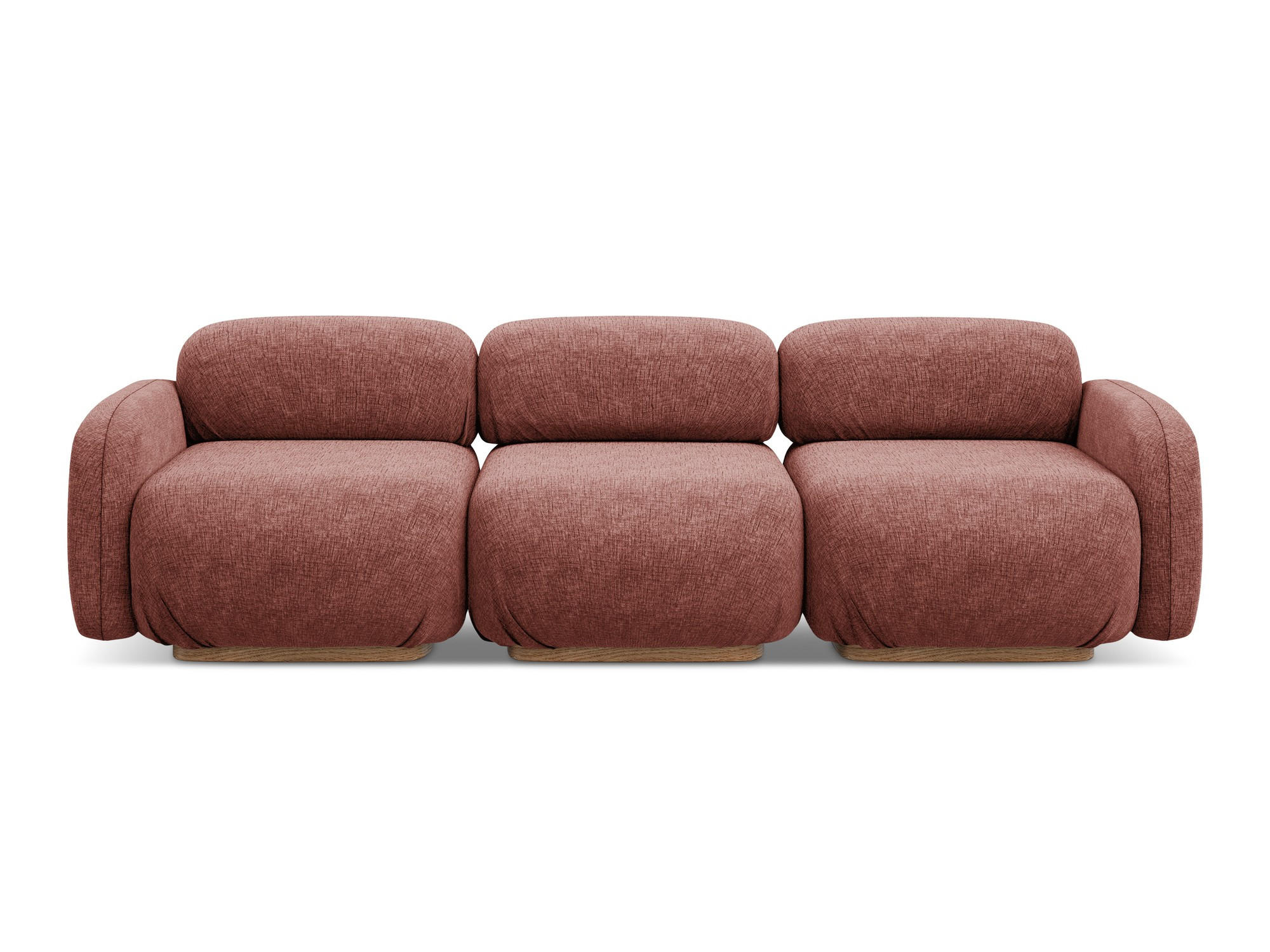 4-SITZER-SOFA Chenille Stoff Pink - Pink/Hellrosa, Holz/Textil (270/73/95cm) - Makamii
