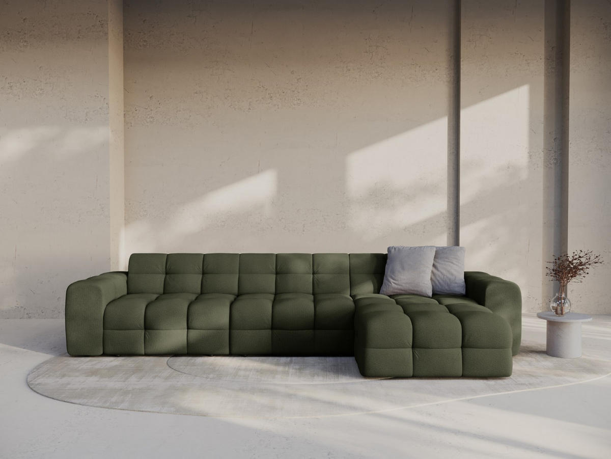 ECKSOFA rechts Kendal aus strukturiertem Stoff amazonasgrün 5 Sitzplätze - Waldgrün, Textil (173/357cm) - Micadoni