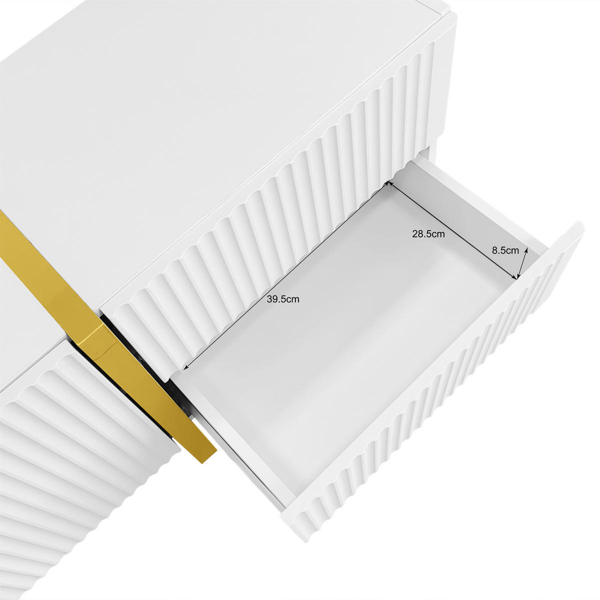 TV-SCHRANK in Weiß-Gold mit Holzmaserung, 3 Türen und 2 Schubladen 190/35/45 cm - Weiß, Holzwerkstoff (190/45/35cm) - Redom