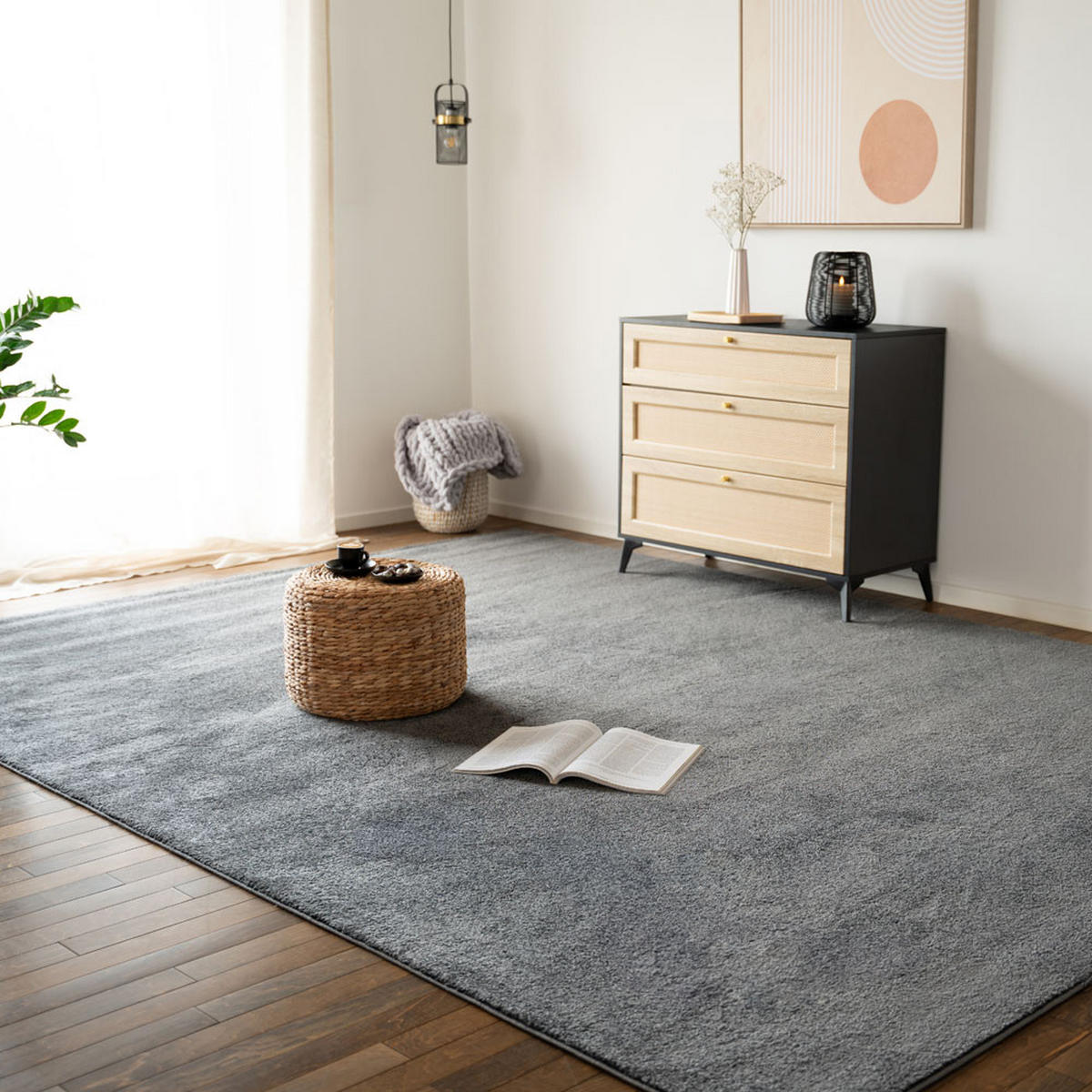 KURZFLORTEPPICH FOFI - Farbe: Grau, Größe: 110 x 60 cm - Grau, Kunststoff (60/110cm) - Home Deluxe