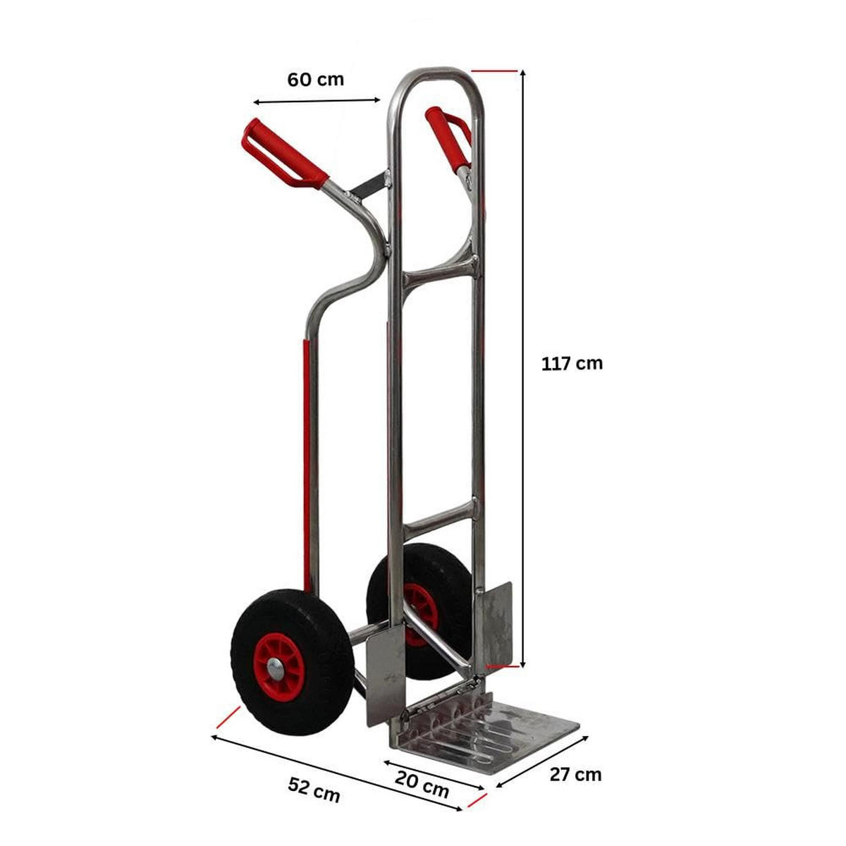 SACKKARRE Ragnar mit klappbarer Schaufel 117x60x52cm Tragkraft 250kg Räder Aluminium - Silberfarben, Metall (52/60/117cm) - PROREGAL
