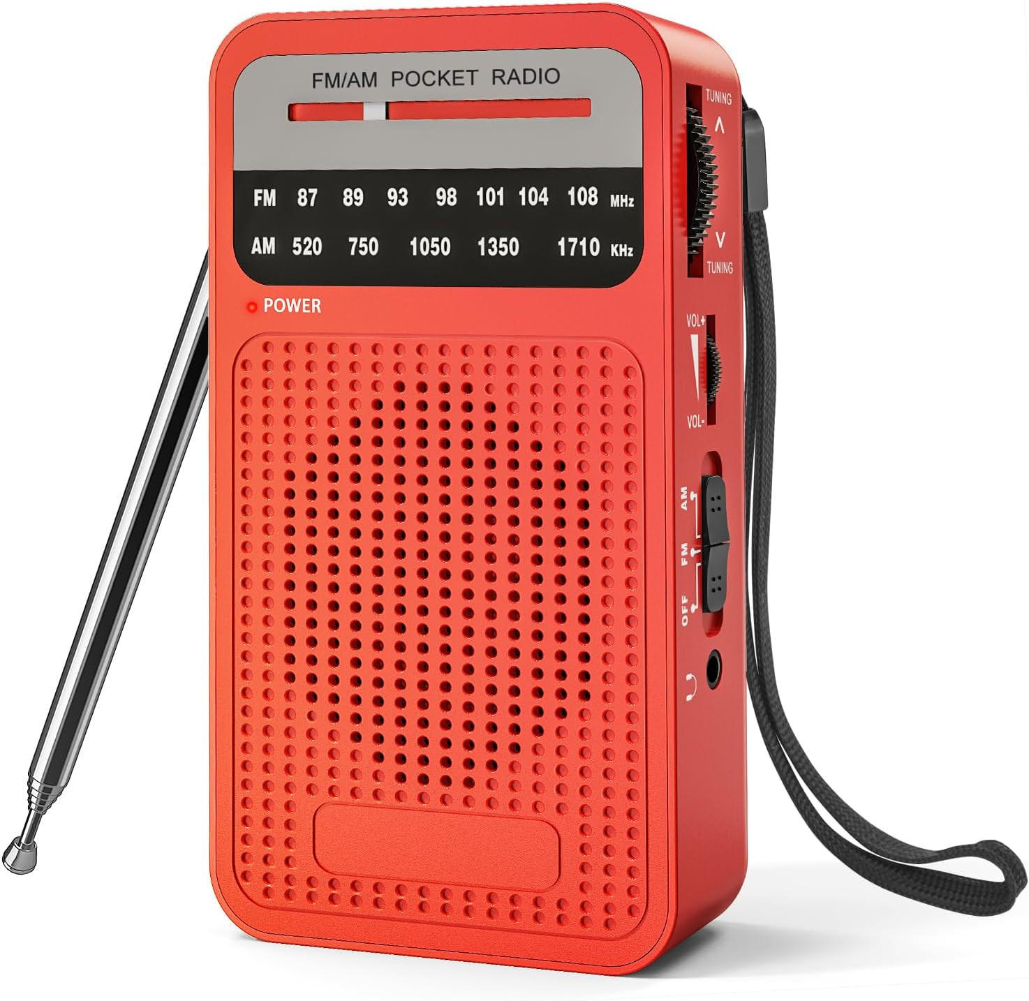 RADIO – FM/AM – Lautsprecher-/Kopfhöreranschluss – Rot - Rot, Kunststoff (13/7.2/3.1cm) - DCA
