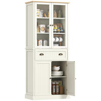 HIGHBOARD DE-11020 4 Türen (2 mit Glas) Beige - Weiß, Holzwerkstoff (40/182.5/76cm) - ComfortXL