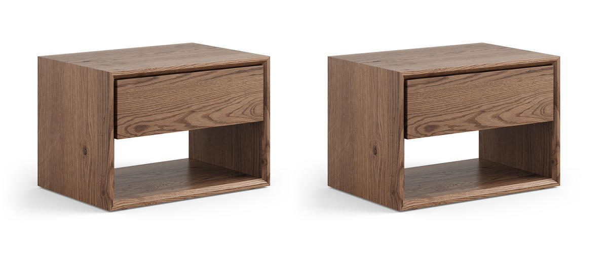2ER-SET NACHTKONSOLE Adria Smoke Wildeiche 50 / 35 / 35cm - Eichefarben, Holz (50/35/35cm) - Feldmann-Wohnen