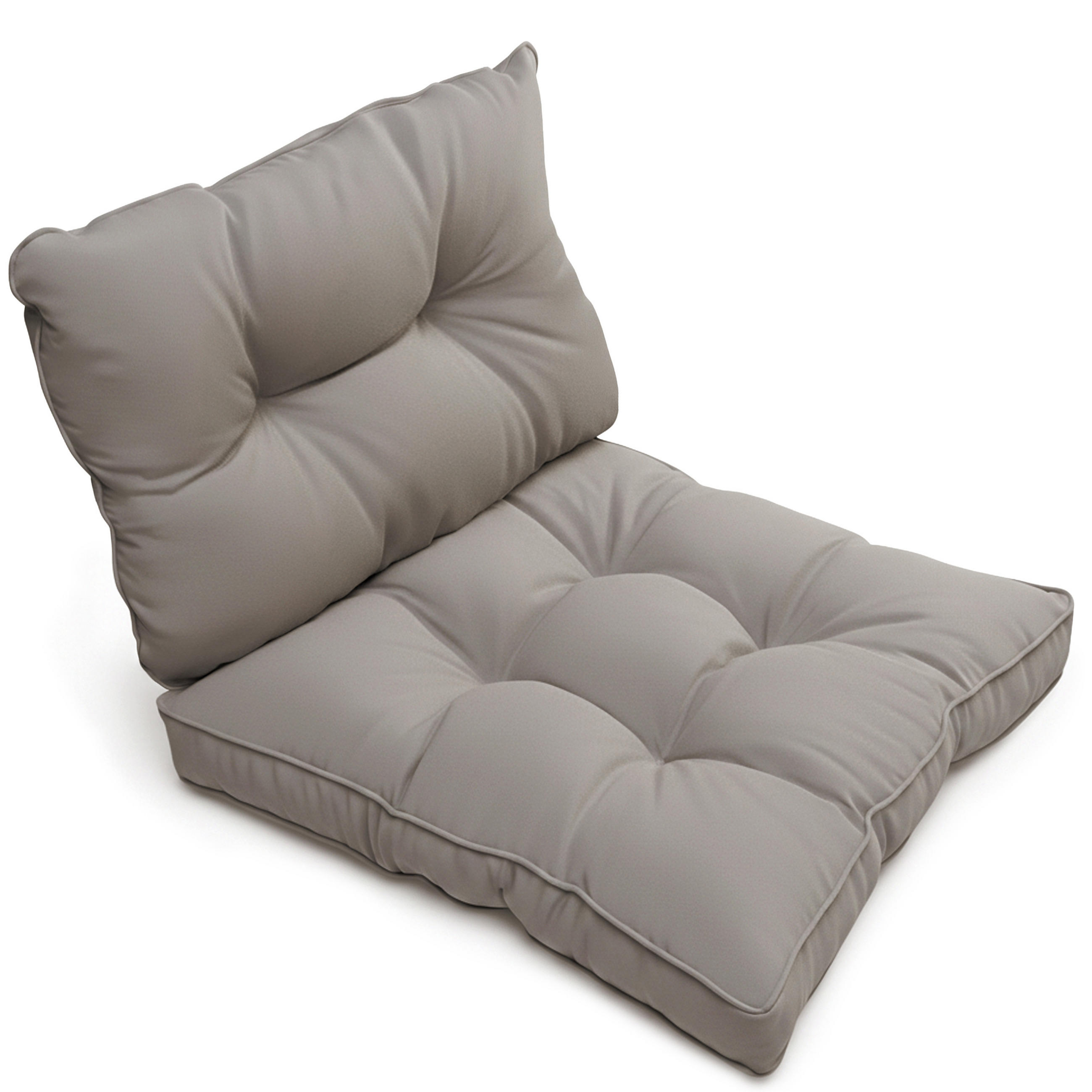 LOUNGEKISSEN Flair Outdoor Sitz 60x60x10cm mit Rücken 60x40x12cm Hellgrau (2tlg) - Hellgrau, Textil (60/60cm) - Beautissu 