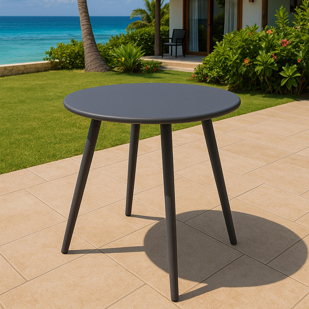 BEISTELLTISCH Blackburn - Bistrotisch aus Stahl rund, Oberfläche hellgrau pulverbeschichtet. BxTxH: 45x45x50 cm - Grau, Metall (45/45/50cm) - TPFGarden