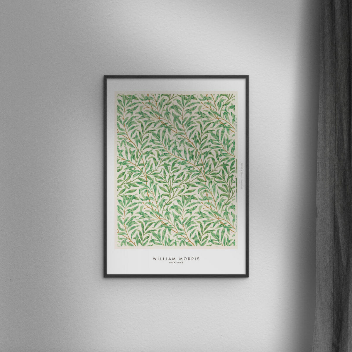 POSTER mit Rahmen William Morris - Green Leaves - Schwarz/Grün, Holz/Papier (50/70cm) - Poster&Frame