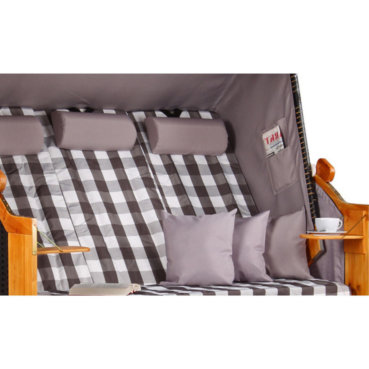 STRANDKORB XXL Ostsee 3Sitzer PE Schwarz - Schwarz/Braun, Metall (160/160/80cm) - Mr. Deko