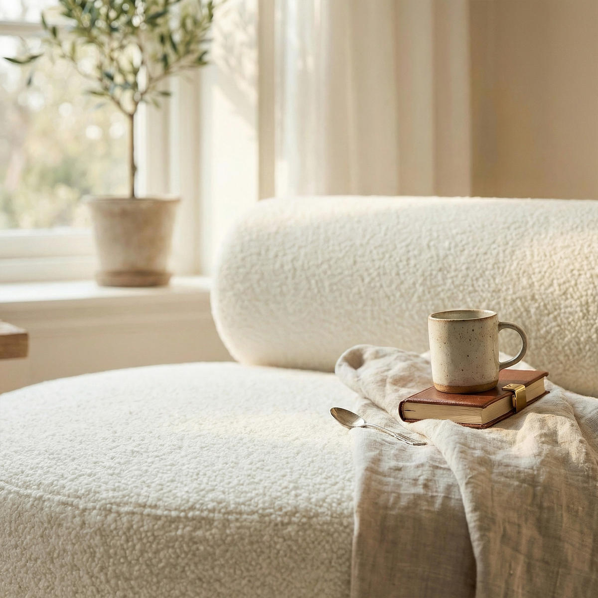 SESSEL CHERRY 90/78 cm, in Creme - Creme, Textil (90/78/90cm) - Idohome