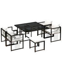 GARTENMÖBELSET 7tlg 6 Personen Glastisch Terrasse Outdoor - Multicolor, Metall - FLIEKS