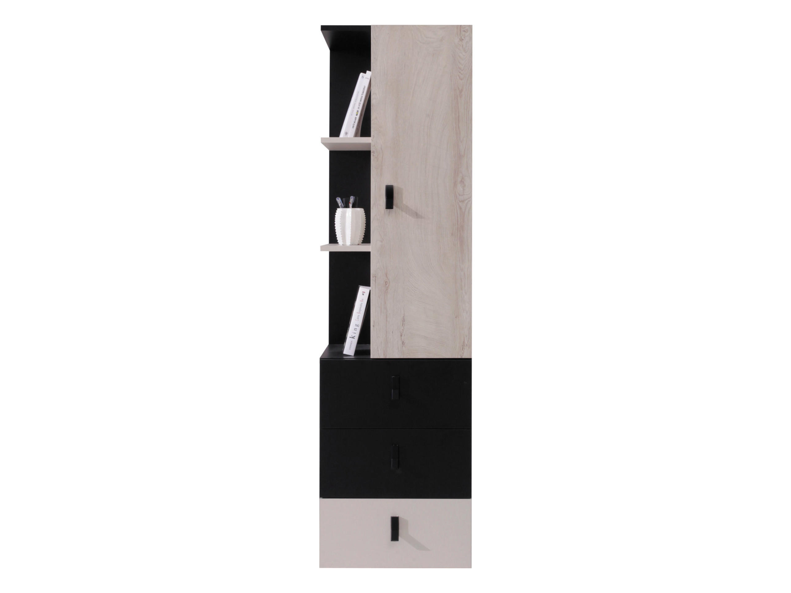 Mirjan24 Regal Eiche, Schwarz 45x160x40 cm