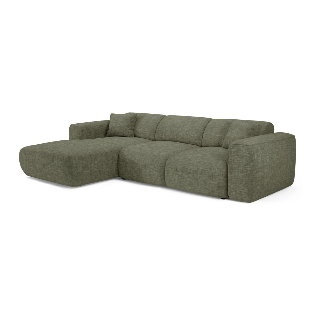 ECKSCHLAFSOFA Texturierter Samt Salbeigrün 283cm - Grün, Textil (283/180cm) - Sia Home