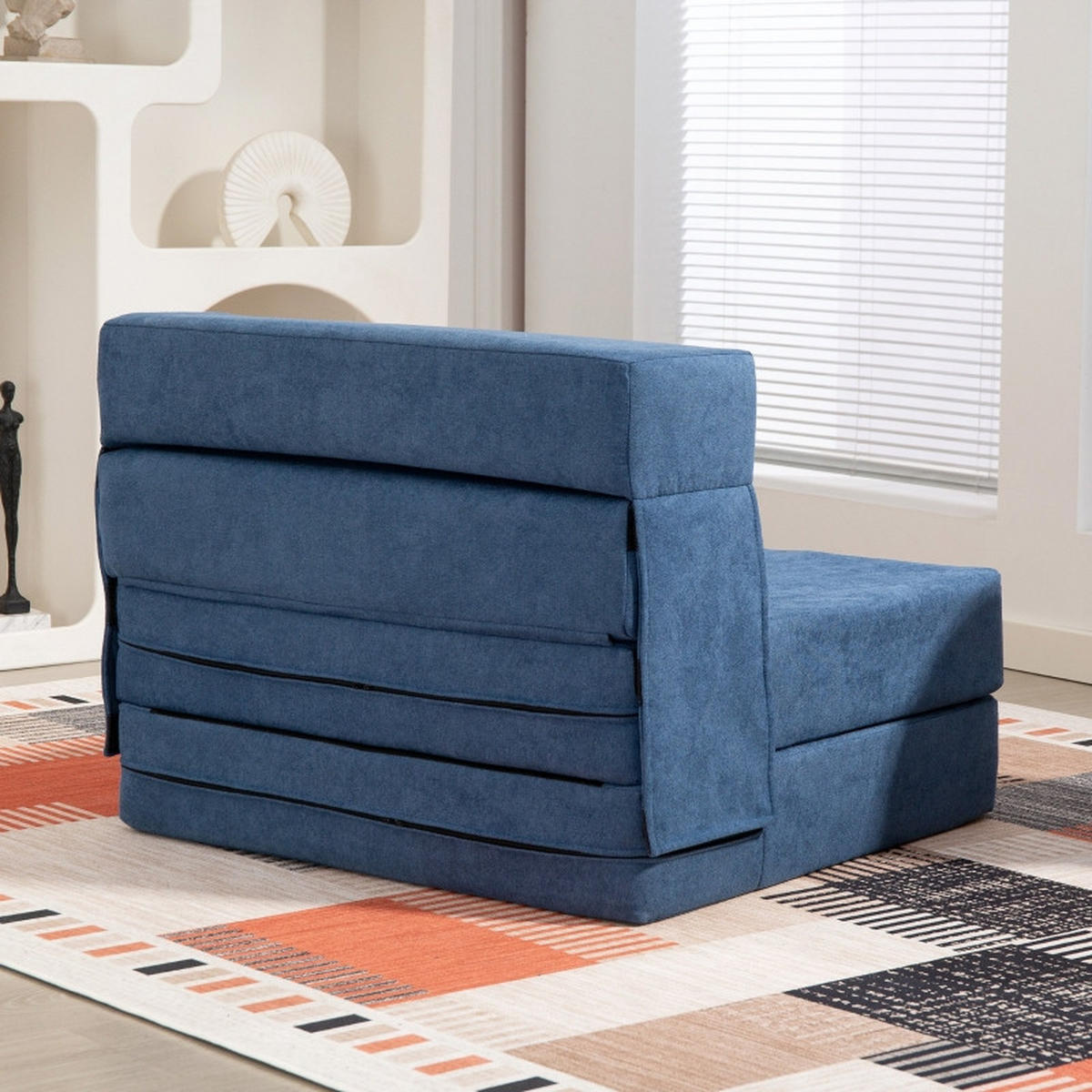 SCHLAFSESSEL 3-in-1 mit Klappfunktion, Kissen 80/80/64 cm Blau - Blau, Textil (80/64/80cm) - Redom