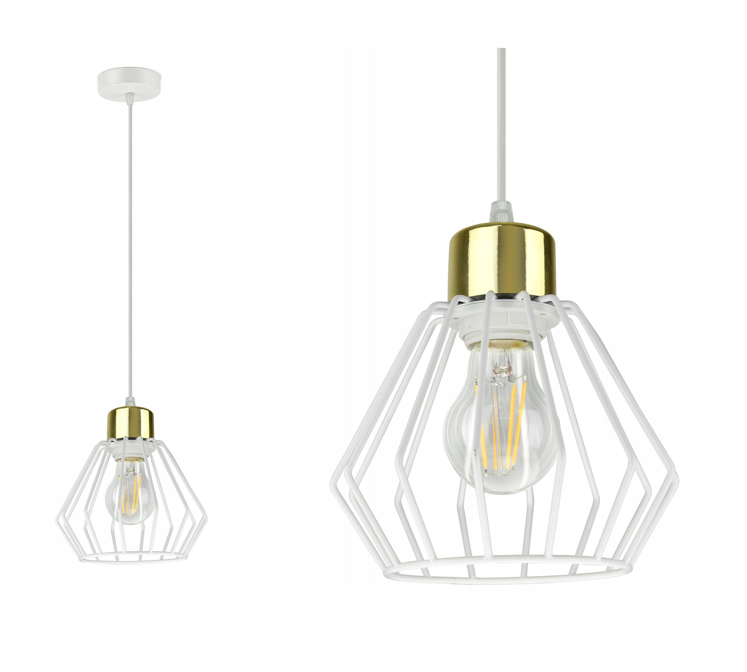 PENDELLEUCHTE LOFT - Goldfarben/Weiß, Metall (18/18/80cm) - kiki design