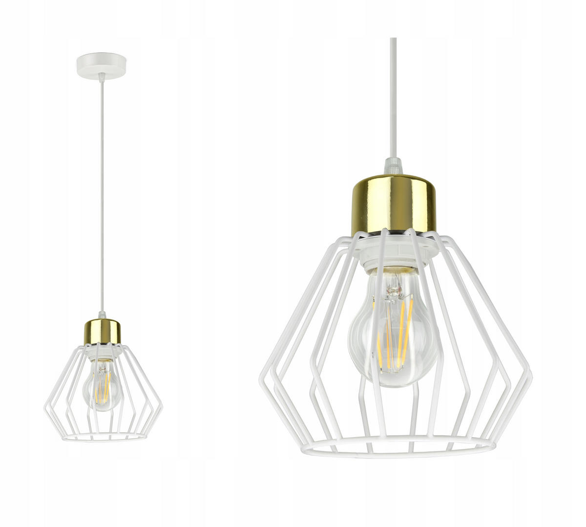 PENDELLEUCHTE LOFT - Goldfarben/Weiß, Metall (18/18/80cm) - kiki design