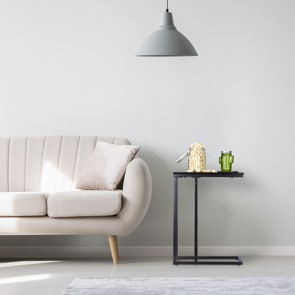 BEISTELLTISCH - Schwarz, Holzwerkstoff/Metall (45/30/59.5cm) - Relaxdays