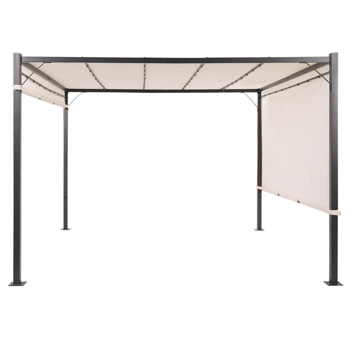 PERGOLA LED világítással Acél bézs 310/310 cm Parga - bézs/fekete, fém (310/215/310cm) - Beliani