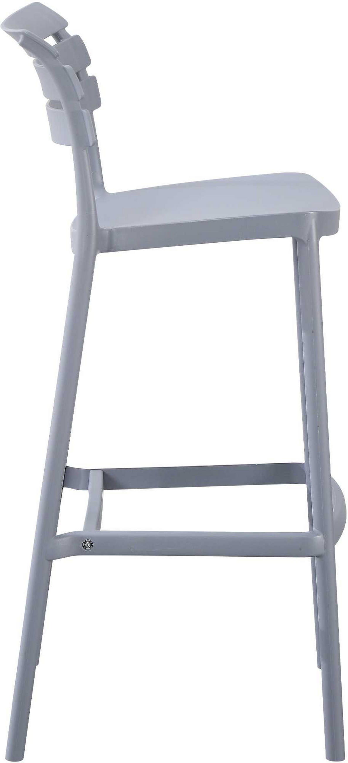 BARHOCKER Nils Lehne 49x50x99cm Kunststoff Grau Hoher - Grau, Kunststoff (49/99/50cm) - DELUKE