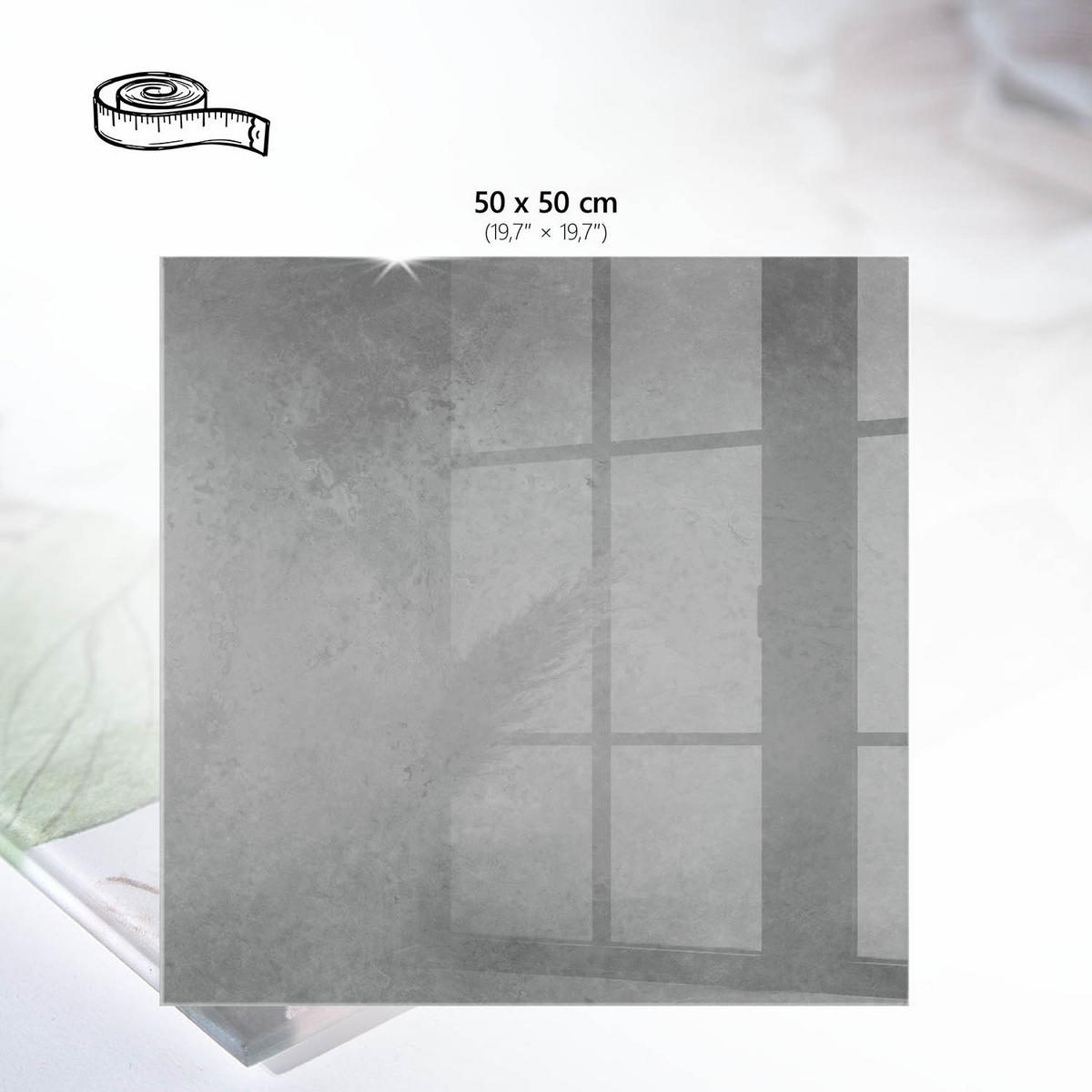 TISCHPLATTE 50x50 cm – Graue Textur - Weiß, Glas (0.4/50/50cm) - Wallfluent