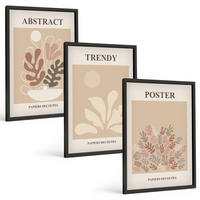 BILDER SET 3er Set - 40x60 cm Schwarzer Rahmen - Pflanzenmotive beige braun - Schwarz, Kunststoff (40/60cm) - TULUP