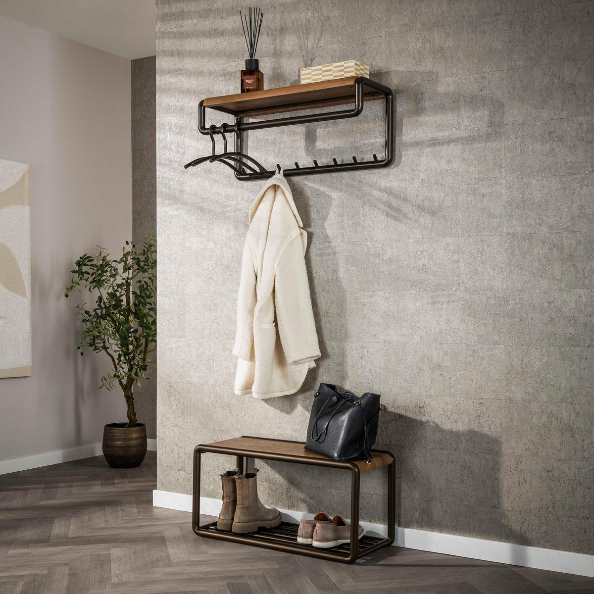 GARDEROBE Luno - Braun - 30/80/33 cm - Braun, Metall (80/33/30cm) - Hoyz Collection