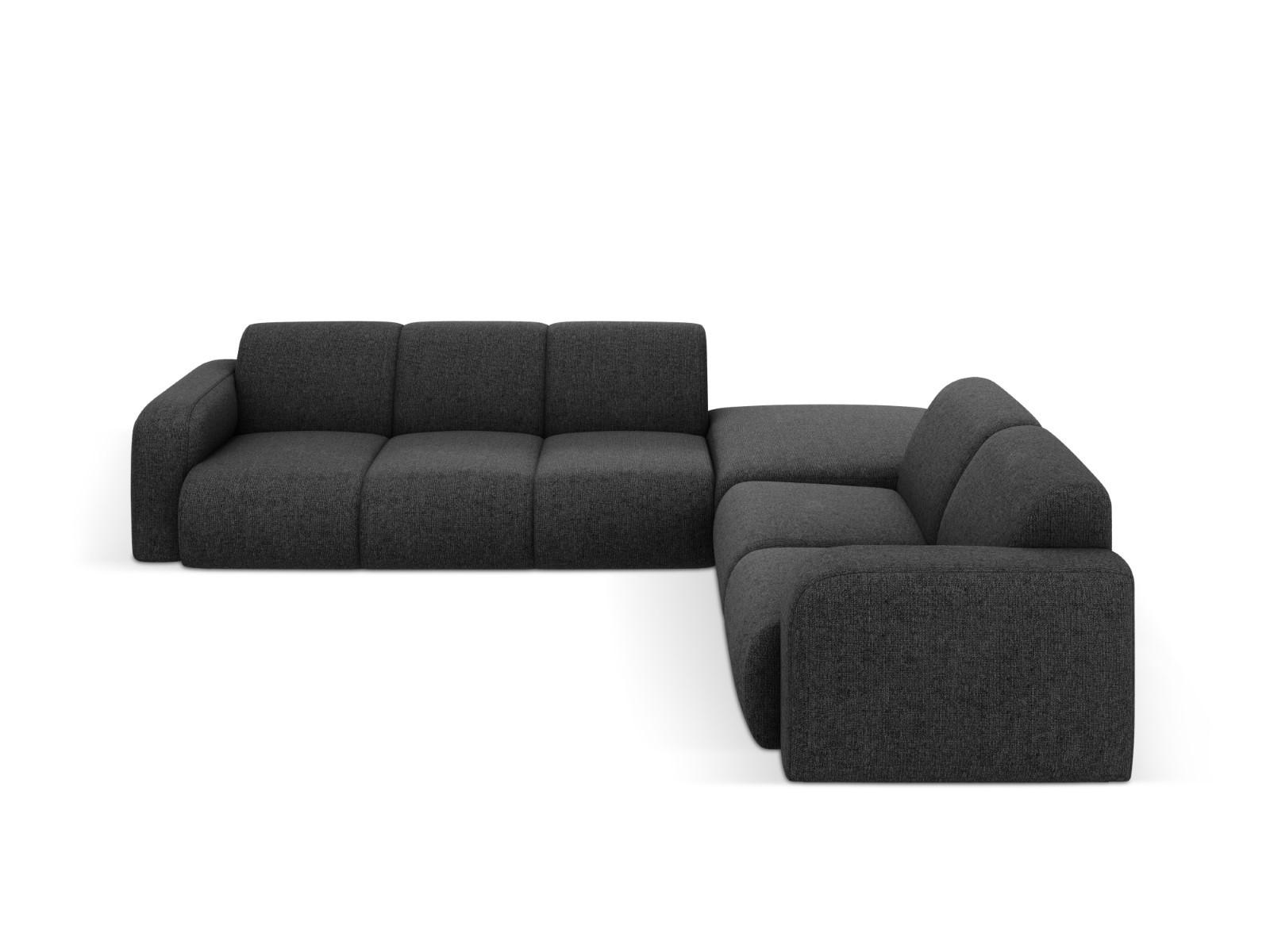 ECKSOFA rechts Molino aus Chenille-Stoff schwarz 6 Sitzplätze - Schwarz, Textil (250/315cm) - Micadoni