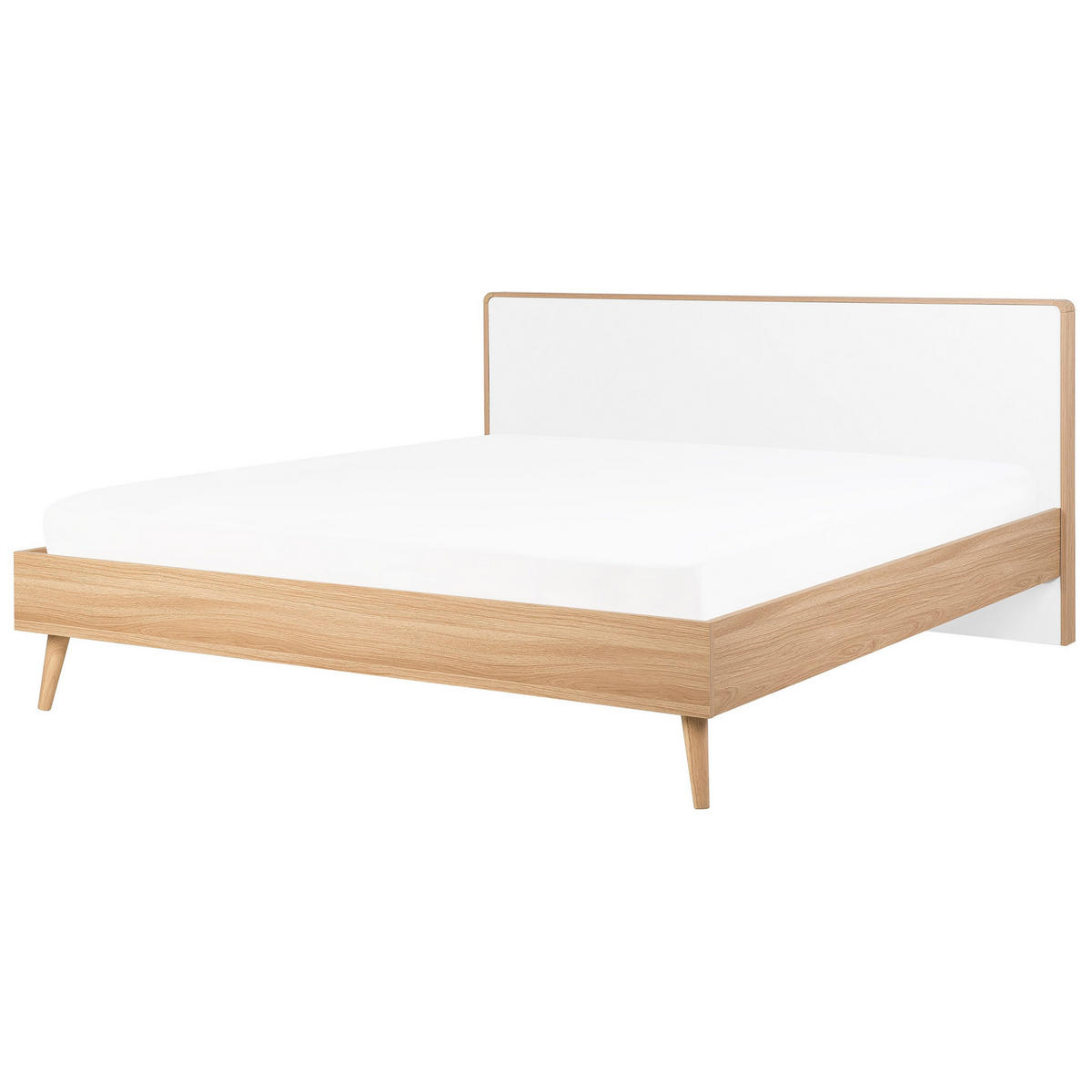 BETT mit LED 180x200 cm Heller Holzfarbton Serris - Hellbraun, Holzwerkstoff (180/200cm) - Beliani