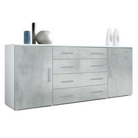 SIDEBOARD Verona Beton Oxid Optik - Hellgrau, Holzwerkstoff (166/72/35cm) - Vladon
