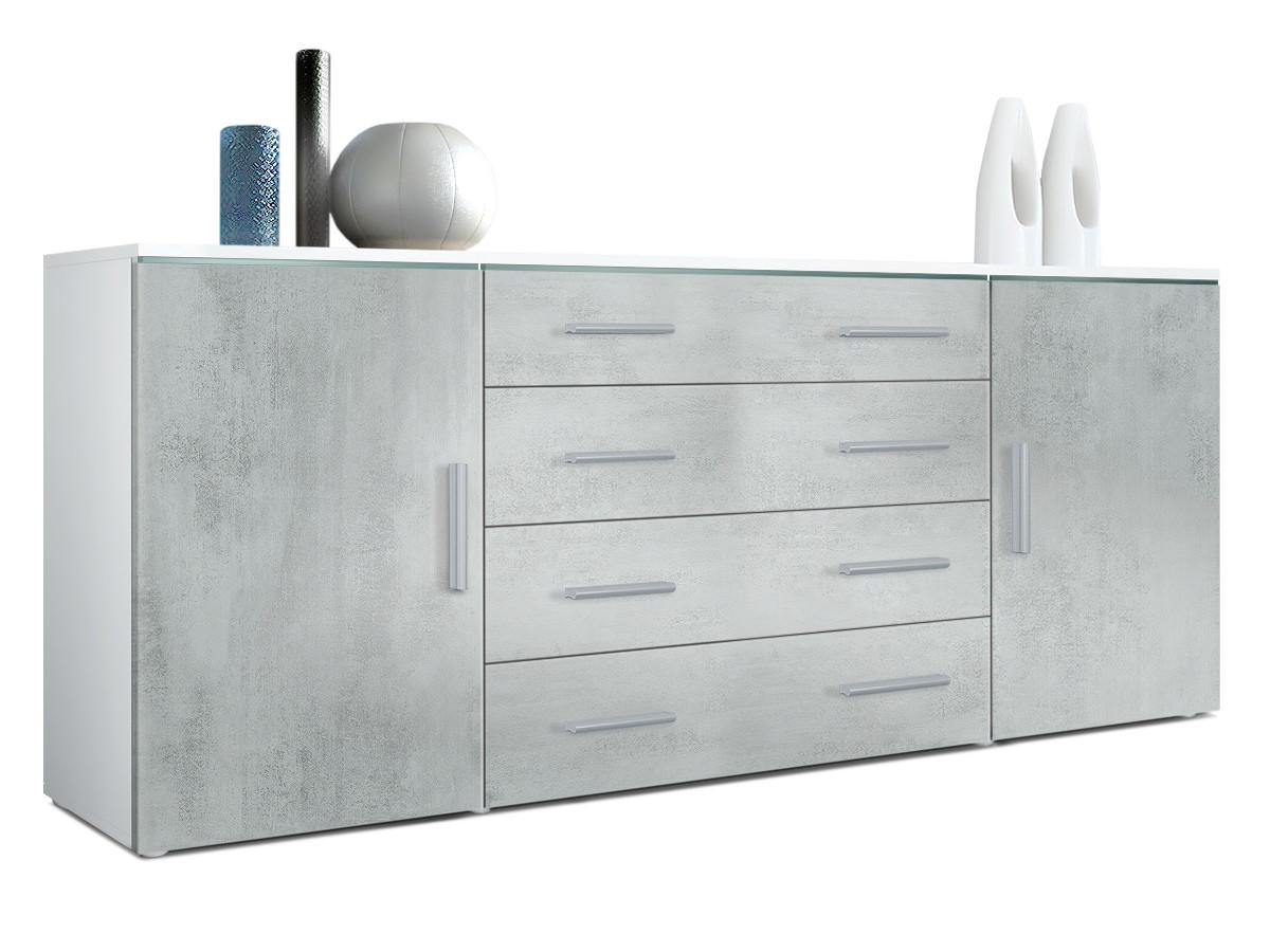 SIDEBOARD Verona Beton Oxid Optik - Hellgrau, Holzwerkstoff (166/72/35cm) - Vladon