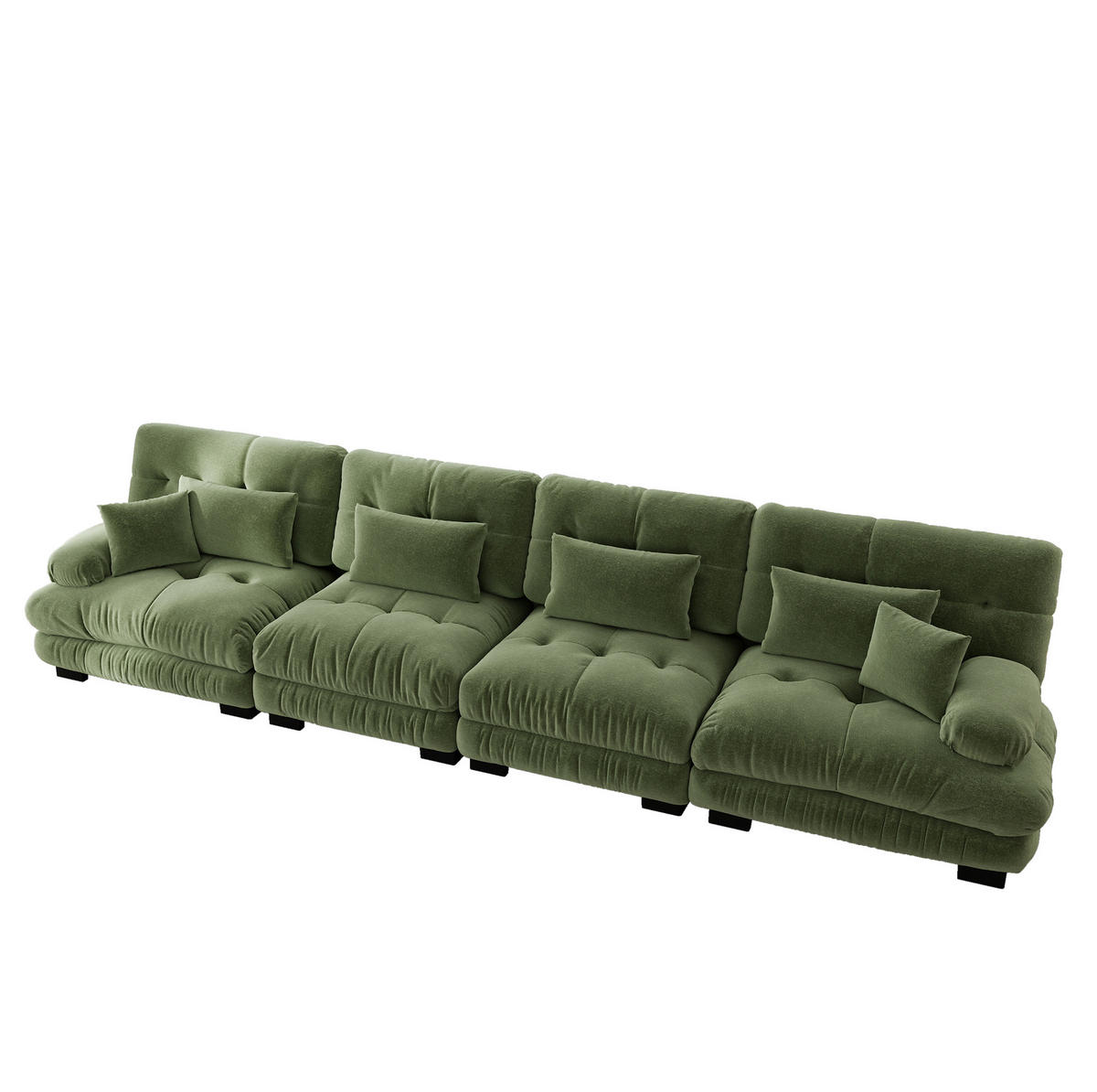 SOFA modular 4-Sitzer Chenille Green - Grün, Kunststoff (77/81/406cm) - Meubliv