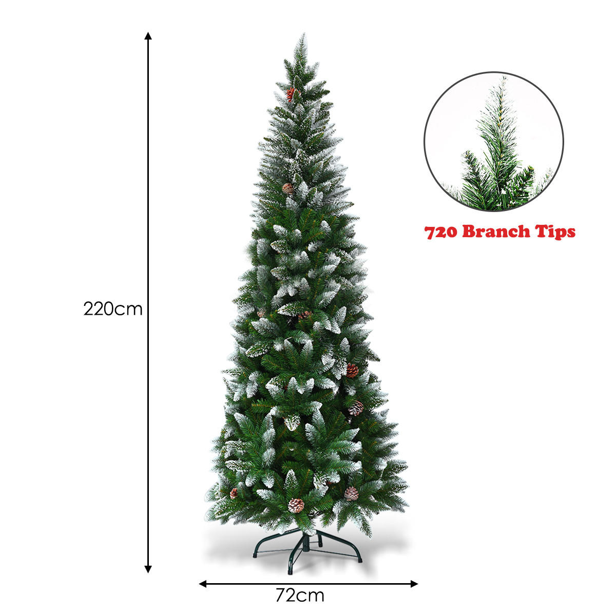 WEIHNACHTSBAUM 220cm Grün - Grün, Kunststoff (220cm) - COSTWAY