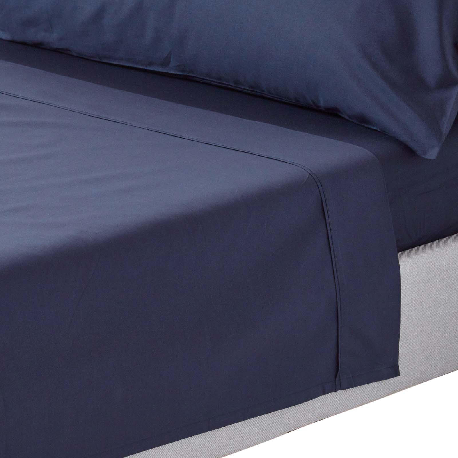 BETTLAKEN ohne Gummizug, Ägyptische Baumwolle, Fadendichte 200 - Dunkelblau, Textil (178/255cm) - Homescapes