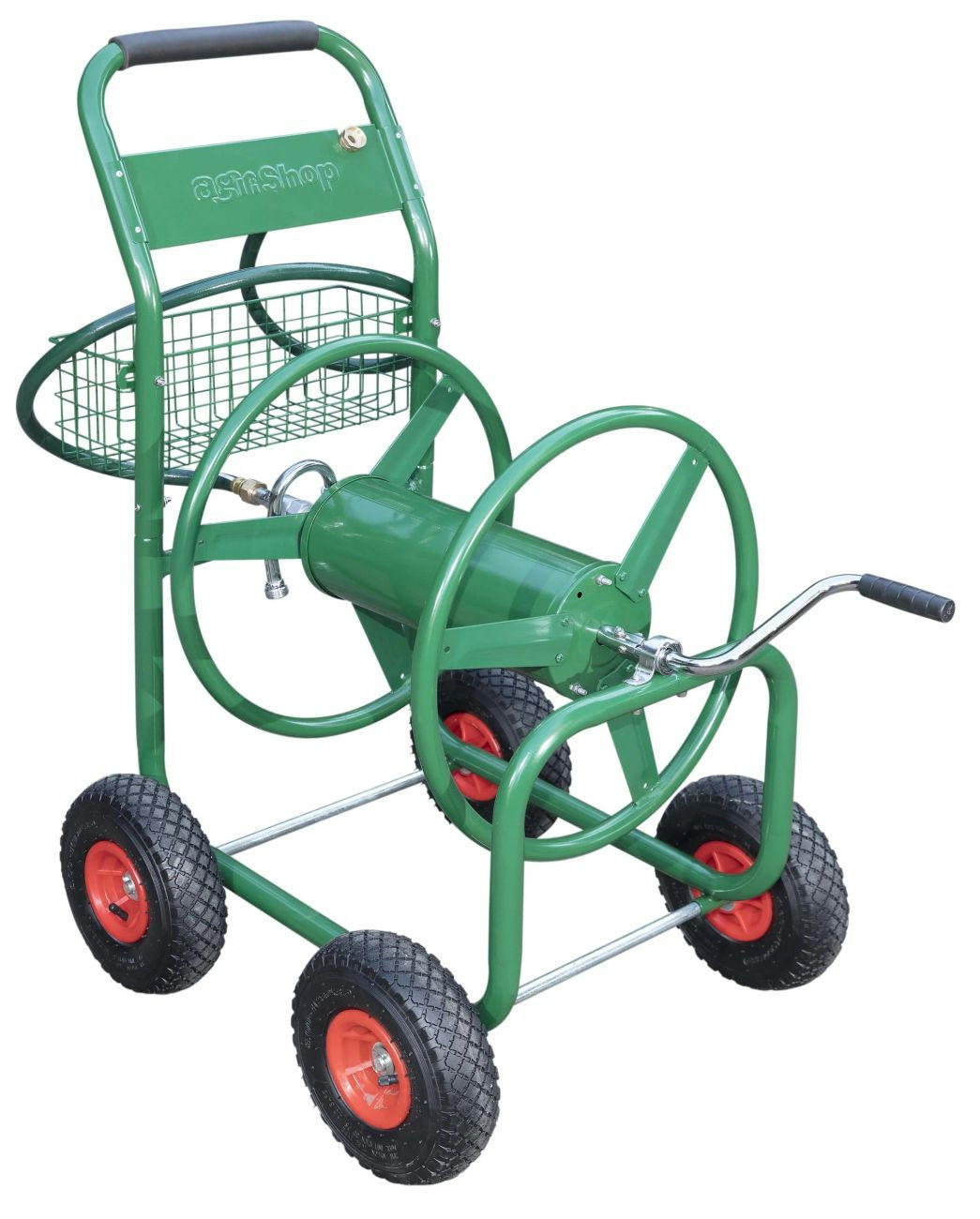 SCHLAUCHWAGEN, 100m, für 3/4" Schlauch, mit Ablagekorb - Grün, Metall (63/110/68cm) - Westfalia