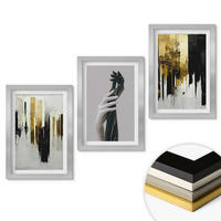 WANDBILDER 3er Set - 20x30 cm Silberner Rahmen - Abstrakte handgemalte Muster - Silberfarben, Kunststoff (20/30cm) - ArtPrintCave