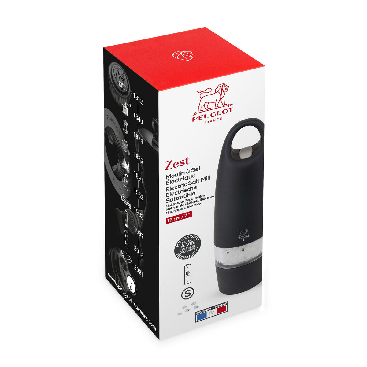 SALZMÜHLE Elektrisch Zest 18cm Schwarz Stahlmahlwerk - Schwarz, Kunststoff (5.6/18/5.6cm) - PEUGEOT