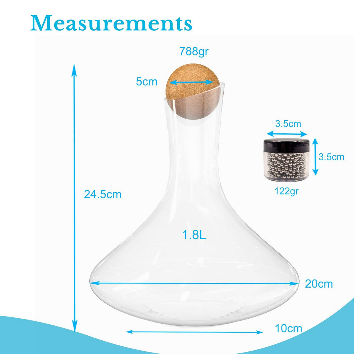 GLAS KARAFFE mit 1.8 Liter für Rotwein - Transparent, Glas (0.75L) - Intirilife