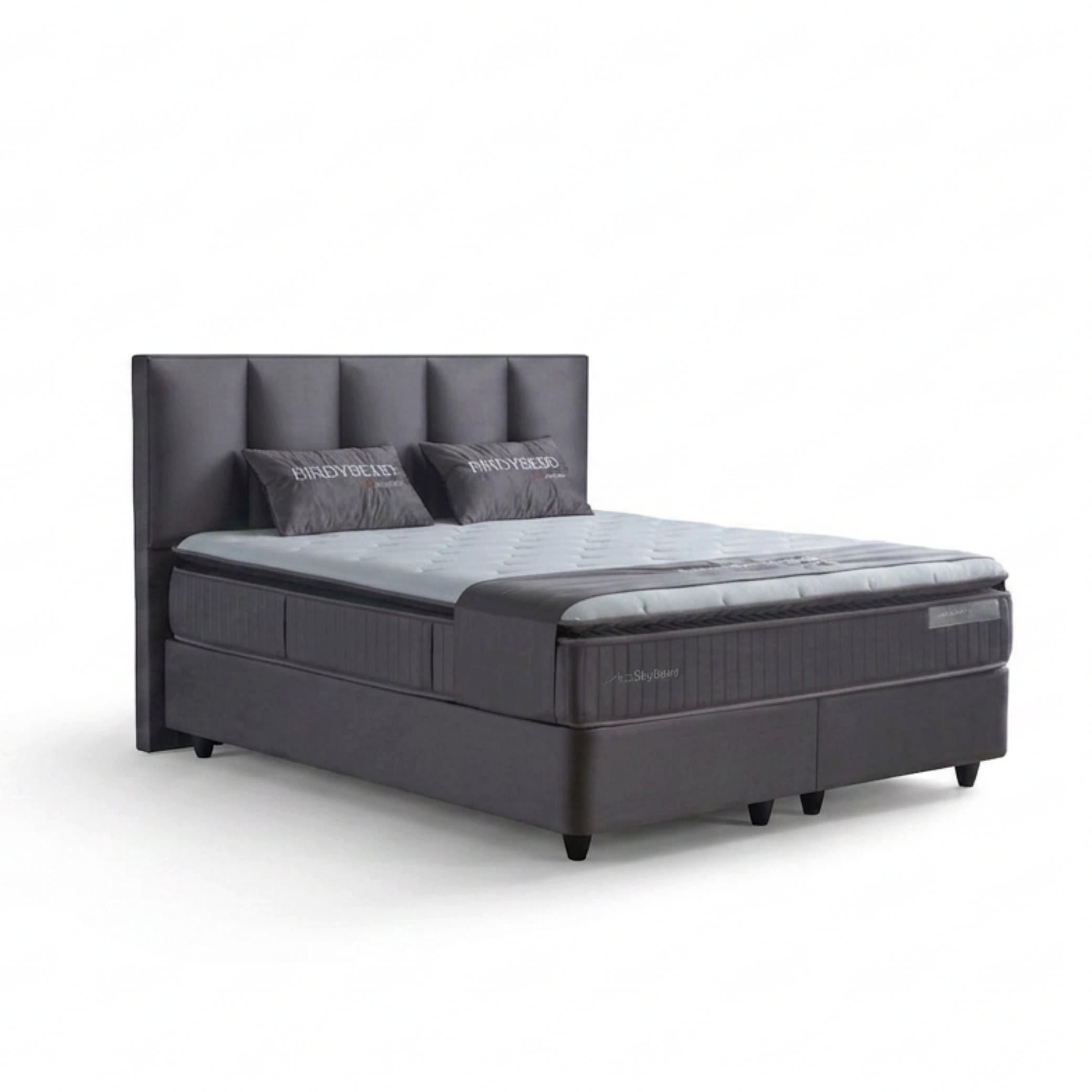 BOXBETT BIRDY Bett Grau mit Matratze 140x200 - Grau, Holz (140/200cm)