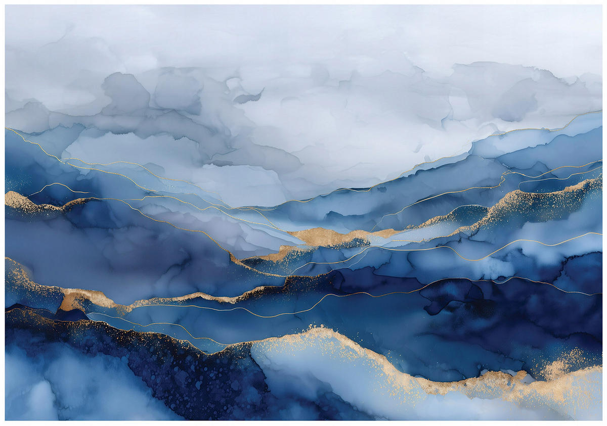 FOTOTAPETE Marmor Abstrakt Blau 150x105 cm - Multicolor, Papier (150/105cm) - Wallarena