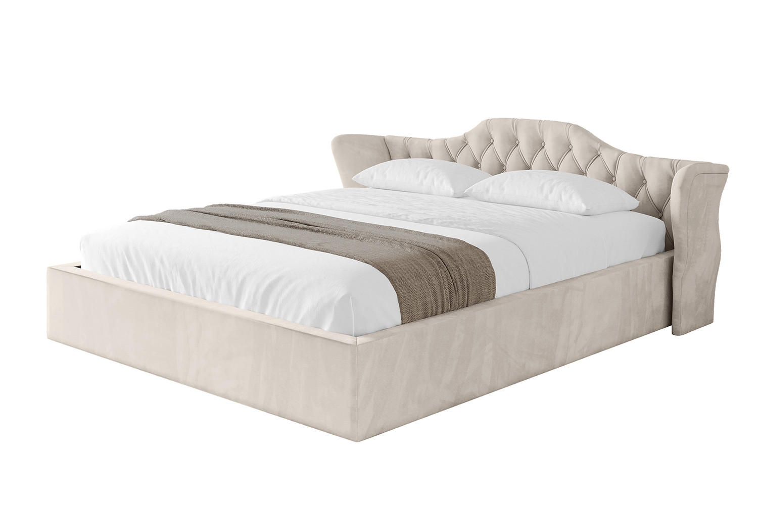 POLSTERBETT mit Bettkasten und Lattenrost, Boxbett ohne Matratze - ZORAN-V1 120x200 Beige - Beige, Holzwerkstoff/Textil (120/200cm) - ALTDECOR