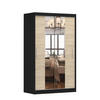 SCHWEBETÜRENSCHRANK NEOMI 01 mit Spiegel Schwarz/Sonoma - Alufarben/Schwarz, Holzwerkstoff/Kunststoff (120/200/61cm) - imoebel24