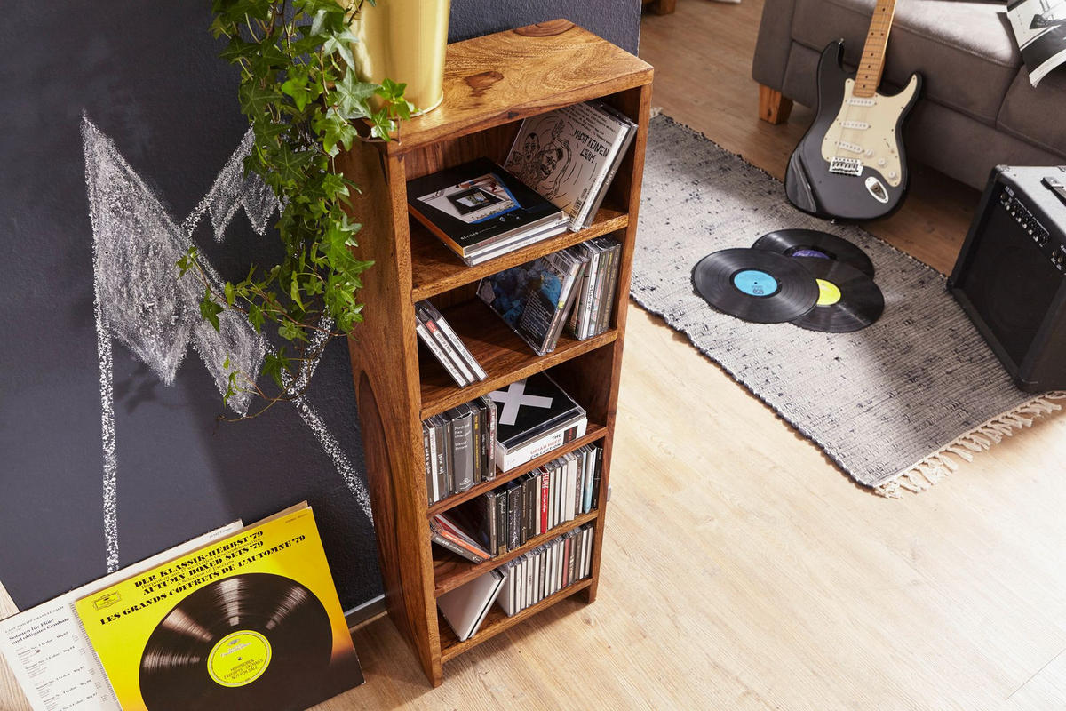CD-REGAL Massivholz Pflegeleicht 90cm, Braun 30x17x90 cm - Braun, Holz (30/90/17cm) - KADIMA DESIGN