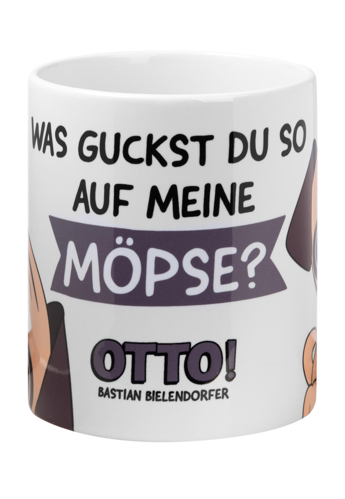 KAFFEEBECHER Bastian Bielendorfer Mops Otto! Was guckst du so auf meine Möpse? Weiß 320 ml - Weiß, Keramik (0.32L) - United Labels