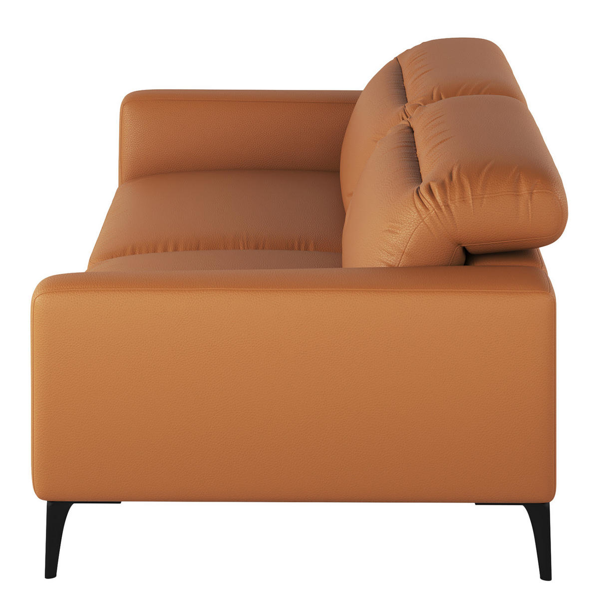 3-SITZER SOFA - Cognac/Schwarz, Leder/Metall (233/73/107cm) - home24