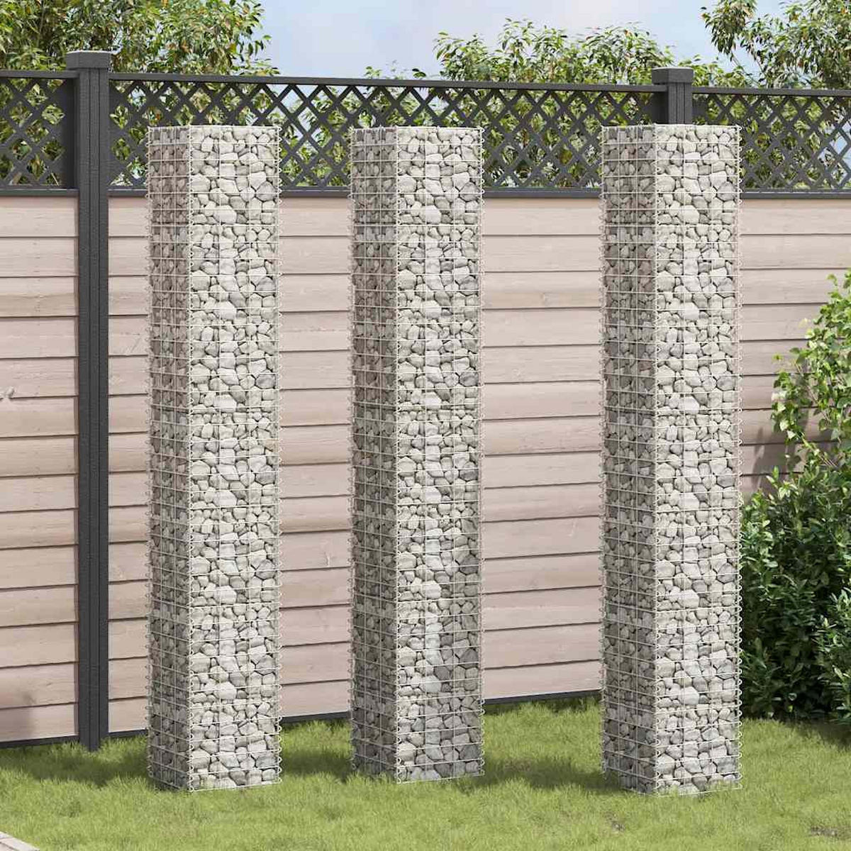 GABIONEN-HOCHBEETE 3er Set 30/30/200 Cm Eisen - Silberfarben, Metall (30/200/30cm) - vidaXL